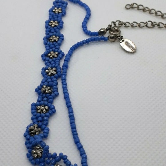 Blue silver Clare's 90s Beaded choker Necklace Girls  Adjustable Jewelry - Picture 4 of 5